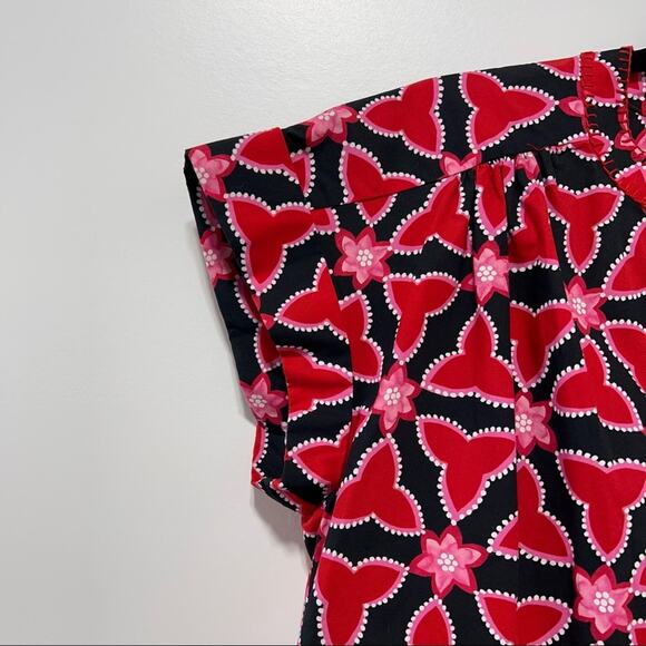 Saloni Abstracts Floral Print Ashley-B Shift Dress in Chilli Pawpaw Size 4 NWT - Picture 9 of 15